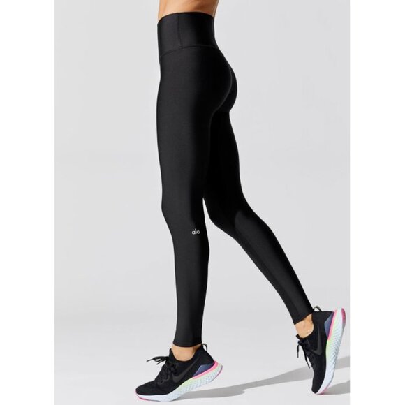 Alo High-Waist Airlift Leggings Black Hi-Rise Waisted Tights Full-Length Pants - Picture 2 of 9